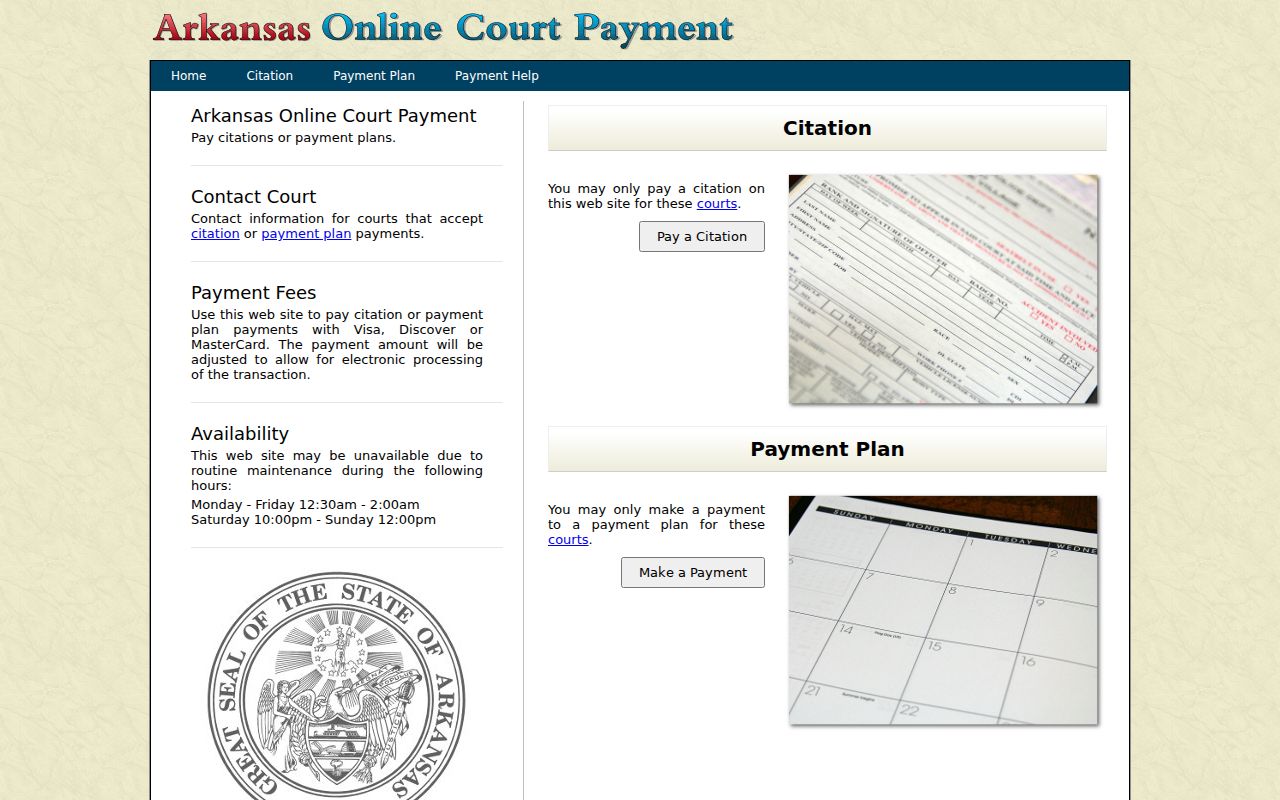 Perry County court schedule Arkansas payment portal