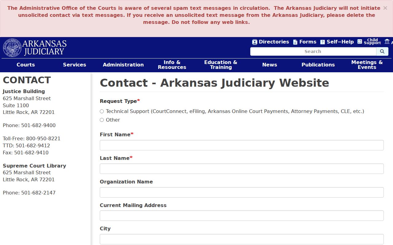 Perry County court schedule Arkansas Judiciary contact options