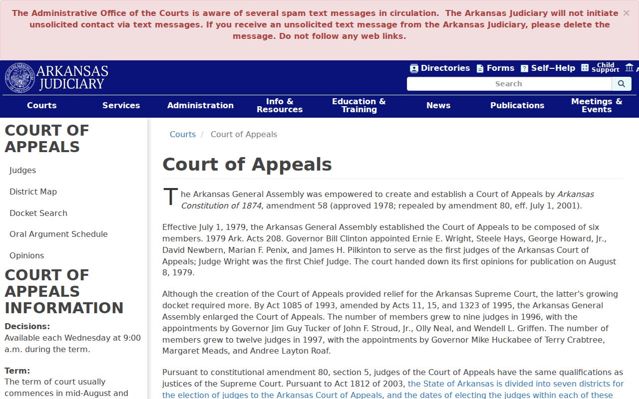 Perry County criminal court docket Arkansas Court of Appeals information