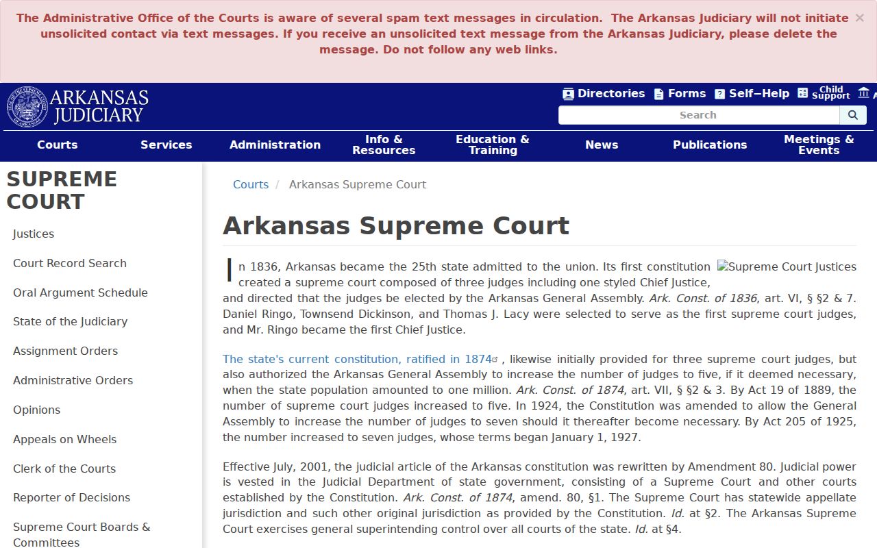 Perry County criminal court docket Arkansas Supreme Court access information