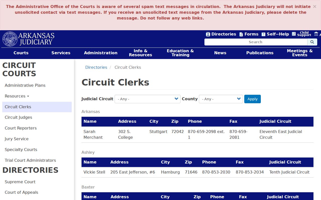 Perry County Circuit Clerk court docket directory