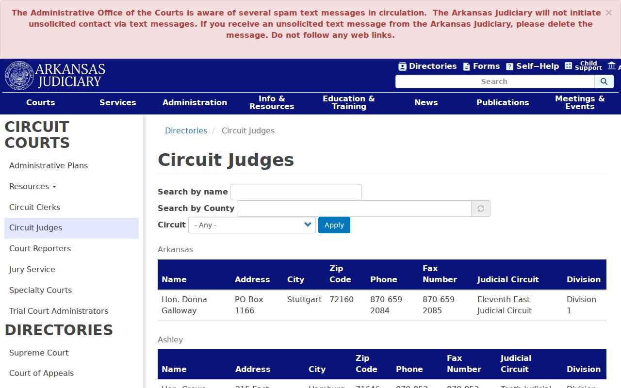 Perry County court docket Circuit Judge directory